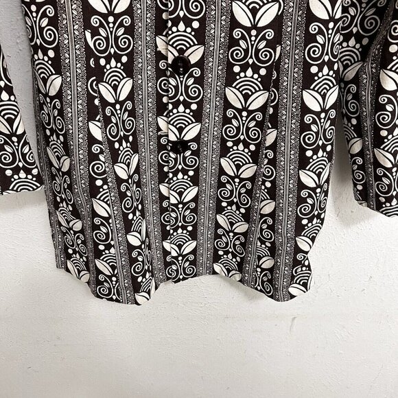 Vintage Floral Polka Dot Reversible Mod Car Coat Brown Ivory Button Front Size S - Picture 4 of 11